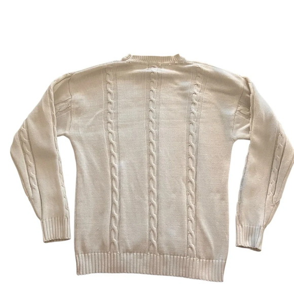 Cambridge Classics Vtg Off-white Cable Knit Thick Sweater 100% Cotton-Medium - Picture 3 of 8